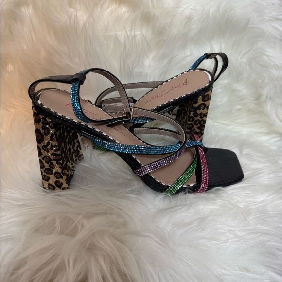 Betsey Johnson Shoes - Betsey Johnson Rhinestone and Leopard block Heels